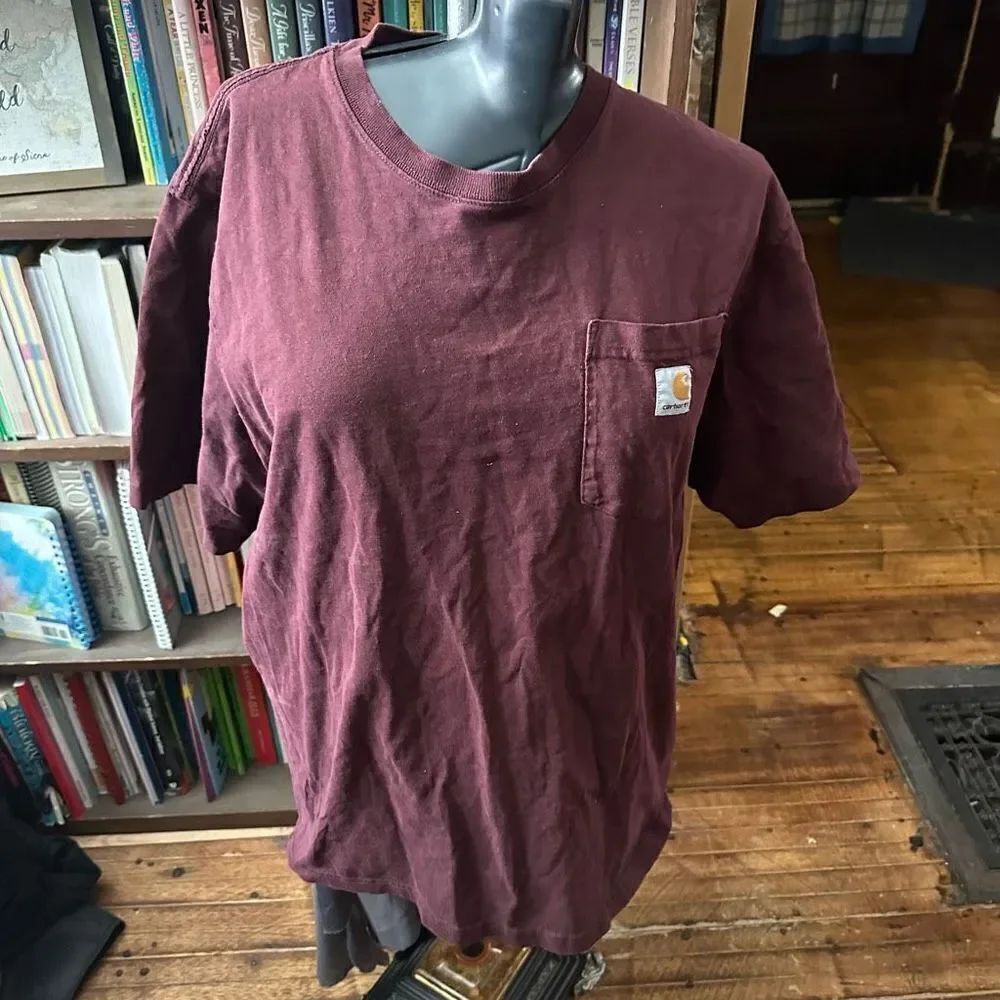 Carhartt maroon L pocket workwear streetwear basic tee